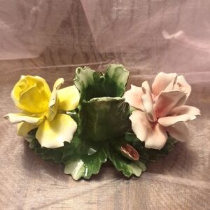 Mid 20th Century Capodimonte Flower Candle Holder